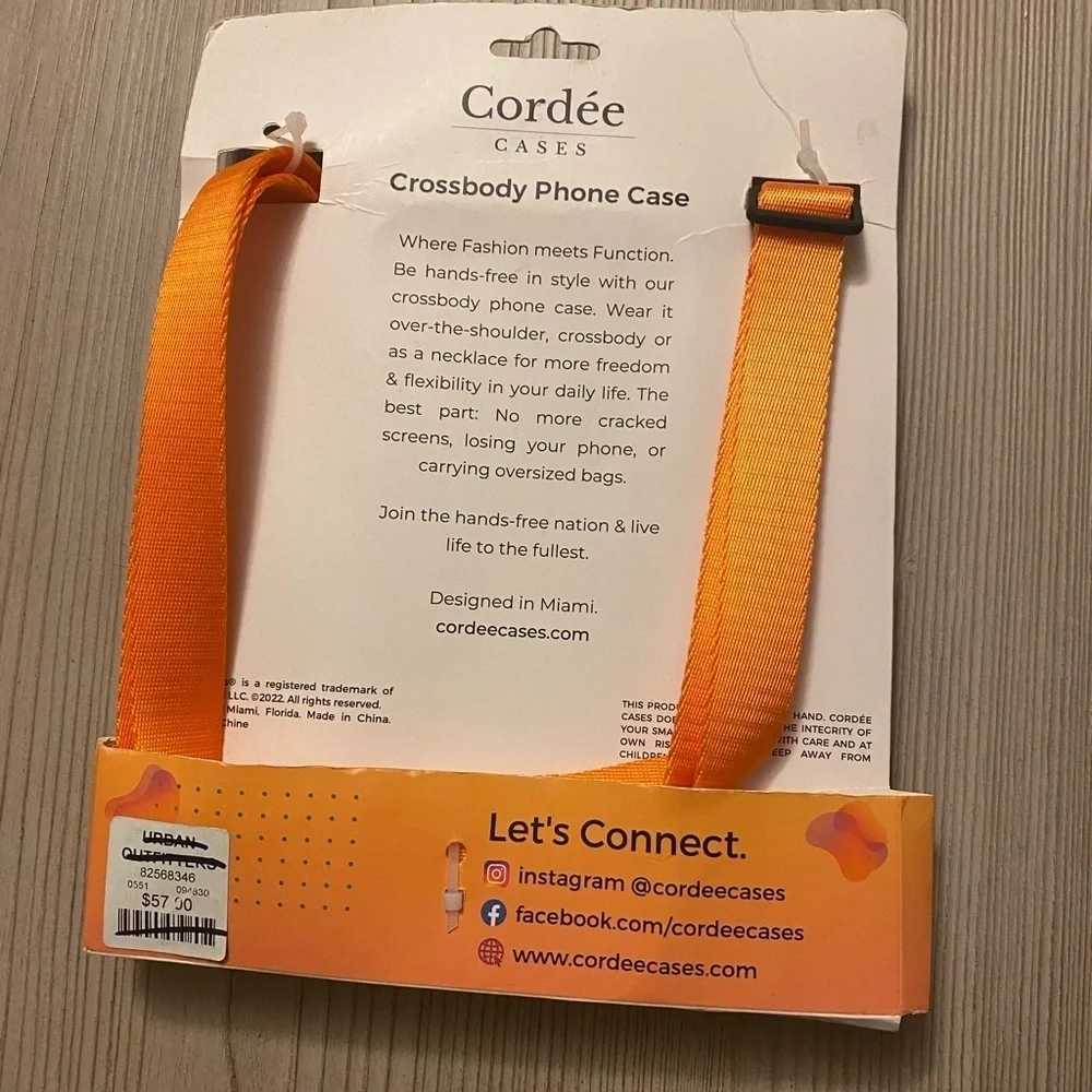 Cordée Crossbody IPHONE Case Orange iPhone Case & Lanyard Set NIB